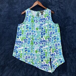 Rachel Zoe Womens Watercolor Print Tank Top Size‎ Large Side Slit Beach Resort